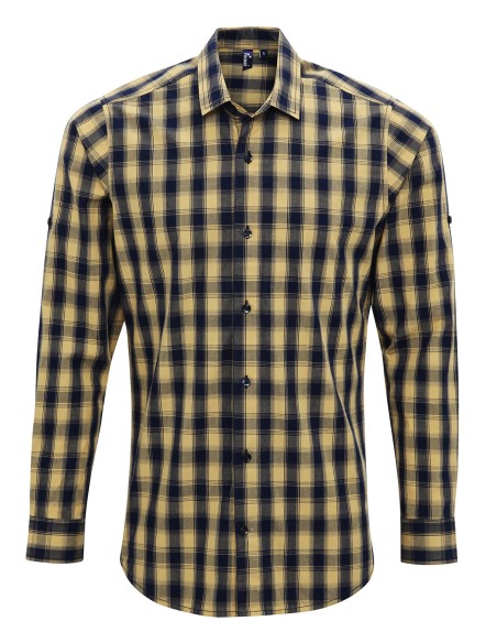 P-PR250-Mens Mulligan Check Cotton Long Sleeve Shirt