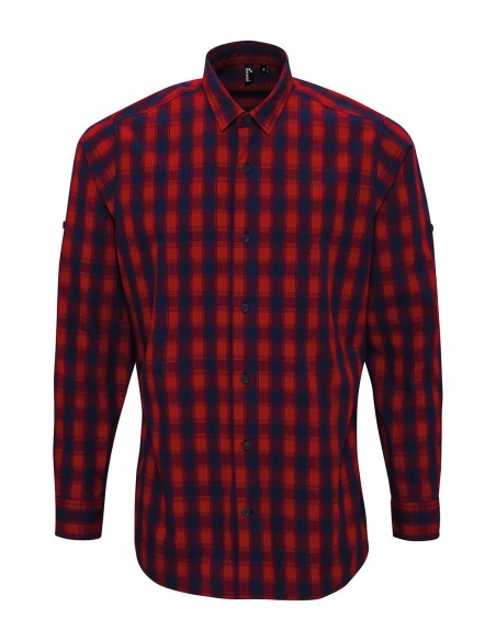 P-PR250-Mens Mulligan Check Cotton Long Sleeve Shirt