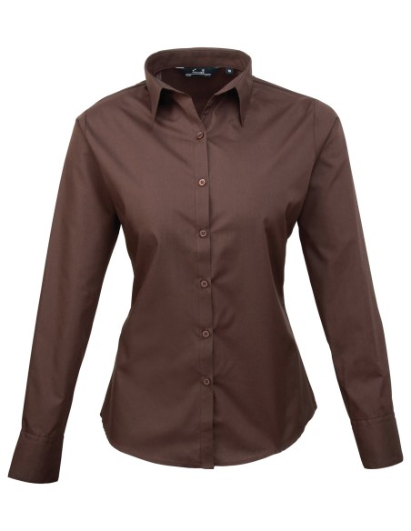 P-PR300-Womens Poplin Long Sleeve Blouse