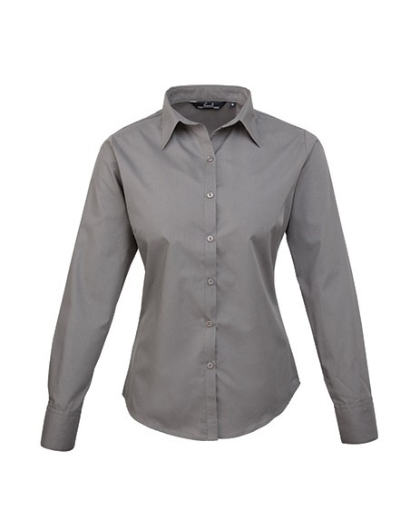 P-PR300-Womens Poplin Long Sleeve Blouse