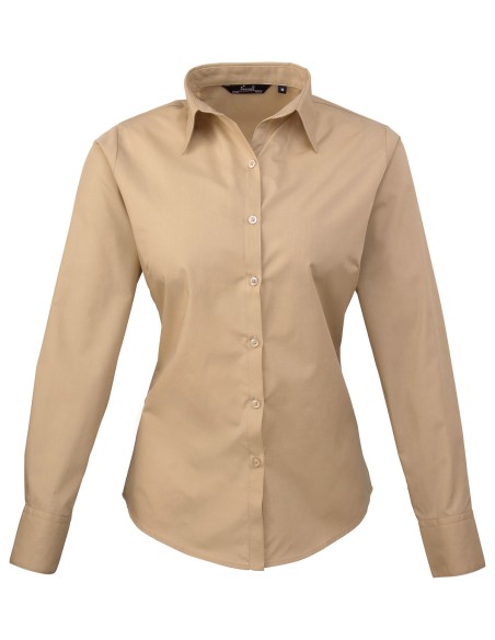 P-PR300-Womens Poplin Long Sleeve Blouse
