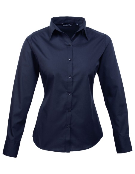 P-PR300-Womens Poplin Long Sleeve Blouse