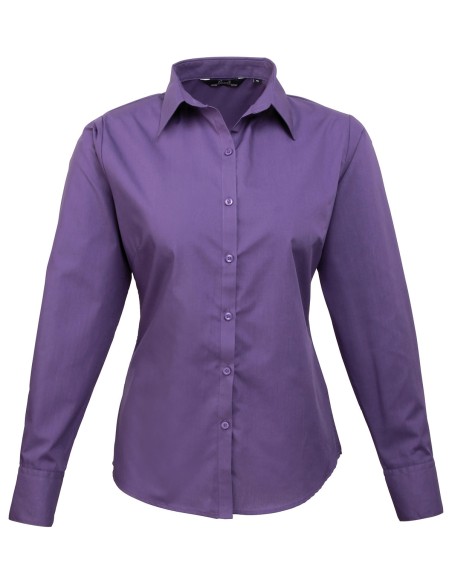 P-PR300-Womens Poplin Long Sleeve Blouse