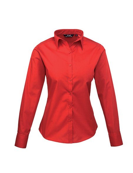 P-PR300-Womens Poplin Long Sleeve Blouse