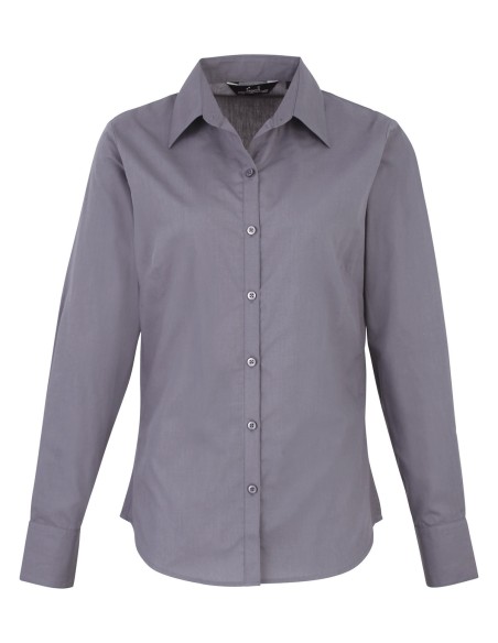 P-PR300-Womens Poplin Long Sleeve Blouse