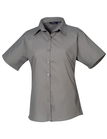 P-PR302-Womens Poplin Short Sleeve Blouse