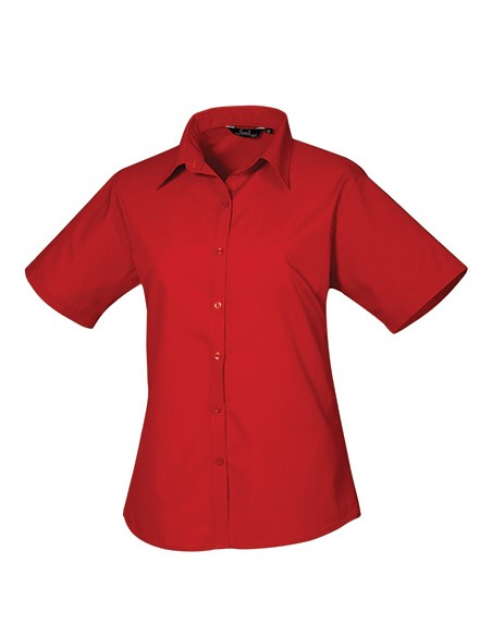 P-PR302-Womens Poplin Short Sleeve Blouse