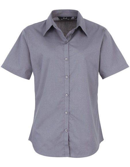 P-PR302-Womens Poplin Short Sleeve Blouse