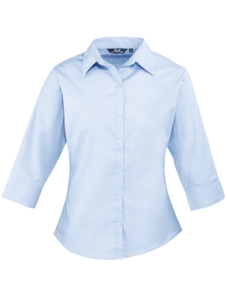 P-PR305-Chemisier popeline à manches trois-quarts