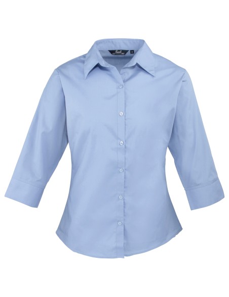 P-PR305-Chemisier popeline à manches trois-quarts