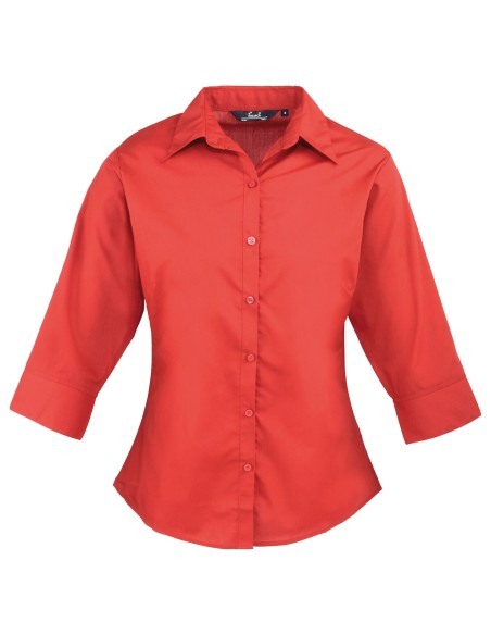 P-PR305-Chemisier popeline à manches trois-quarts