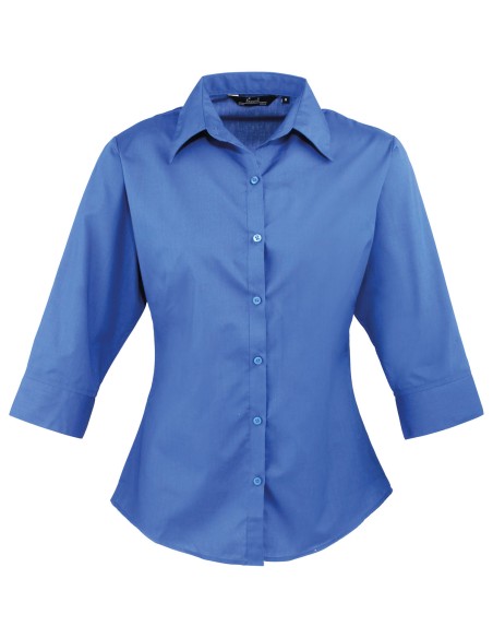 P-PR305-Chemisier popeline à manches trois-quarts