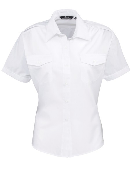 P-PR312-Womens Pilot Shirt Short Sleeve
