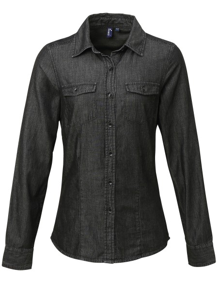 P-PR322-Womens Jeans Stitch Denim Shirt