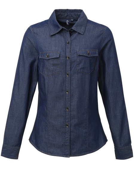 P-PR322-Womens Jeans Stitch Denim Shirt