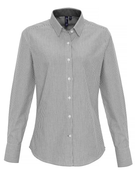 P-PR338-Womens Cotton Rich Oxford Stripes Shirt