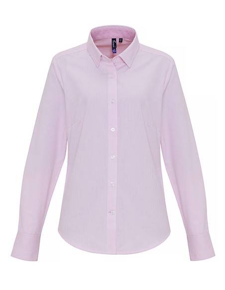 P-PR338-Womens Cotton Rich Oxford Stripes Shirt