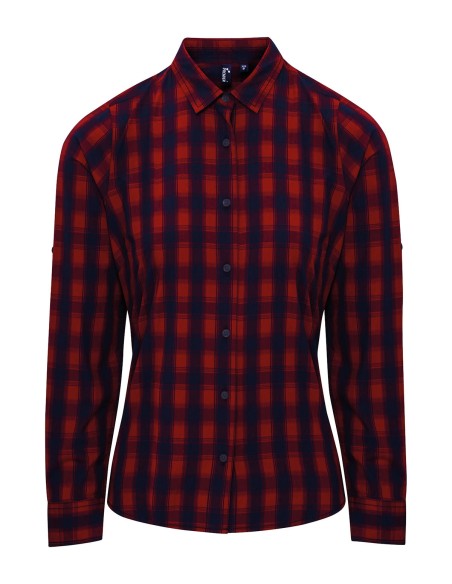 P-PR350-Womens Mulligan Check Cotton Long Sleeve Shirt