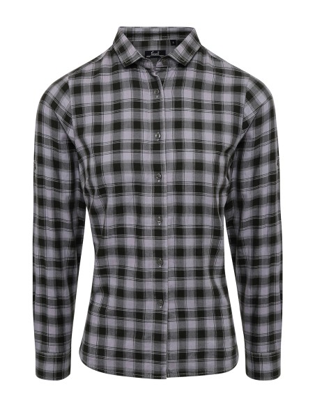 P-PR350-Womens Mulligan Check Cotton Long Sleeve Shirt