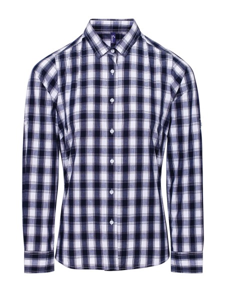P-PR350-Womens Mulligan Check Cotton Long Sleeve Shirt