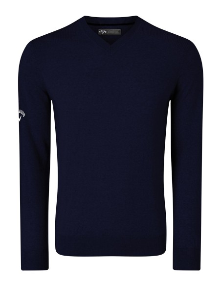 C-CGGS80Z2-Pull en mérinos côtelé à col en V