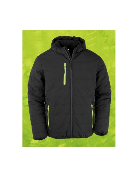 R-R240X-Recycled Black Compass Padded Winter Jacket