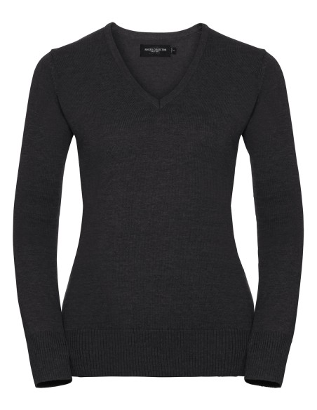 R-R-710F-0-Ladies V-Neck Knitted Pullover