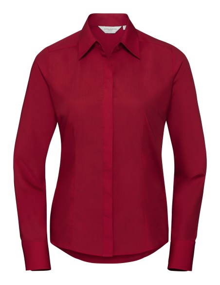 R-R-924F-0-Ladies L/S Poly-Cotton Easy Care Fitted Poplin Shirt