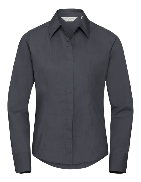 R-R-924F-0-Ladies L/S Poly-Cotton Easy Care Fitted Poplin Shirt