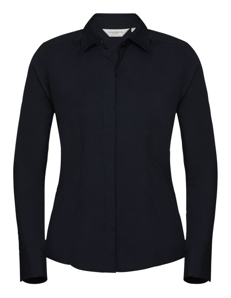 R-R-924F-0-Ladies L/S Poly-Cotton Easy Care Fitted Poplin Shirt