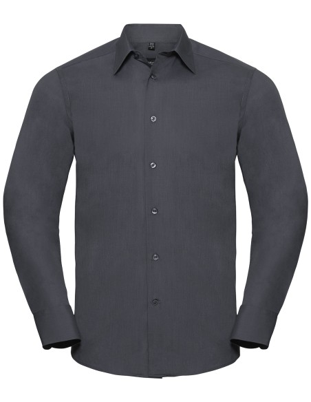 R-R-924M-0-Mens L/S Poly-Cotton Easy Care Tailored Poplin Shirt