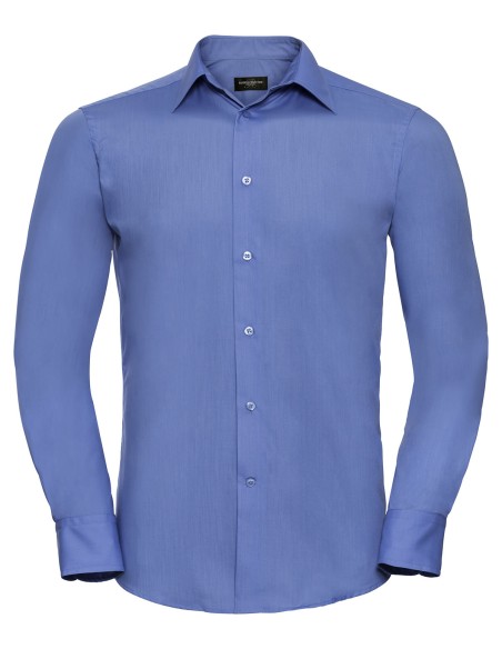 R-R-924M-0-Mens L/S Poly-Cotton Easy Care Tailored Poplin Shirt