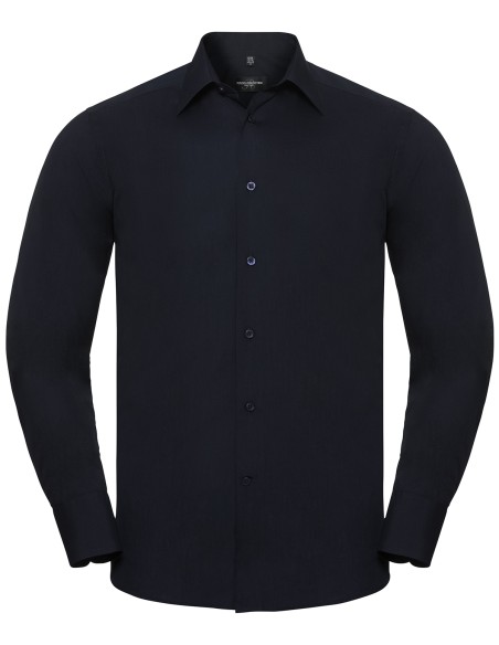 R-R-924M-0-Mens L/S Poly-Cotton Easy Care Tailored Poplin Shirt