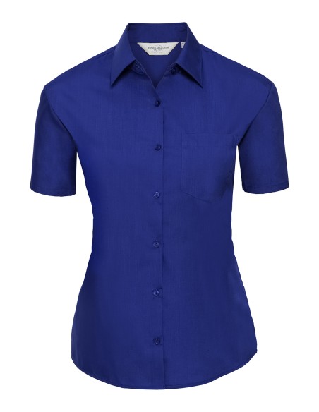 R-R-935F-0-Ladies Short Sleeve Poly-Cotton Easy Care Poplin Shirt