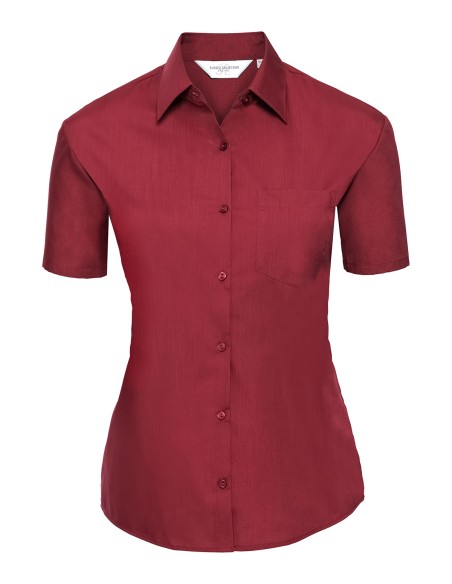 R-R-935F-0-Ladies Short Sleeve Poly-Cotton Easy Care Poplin Shirt