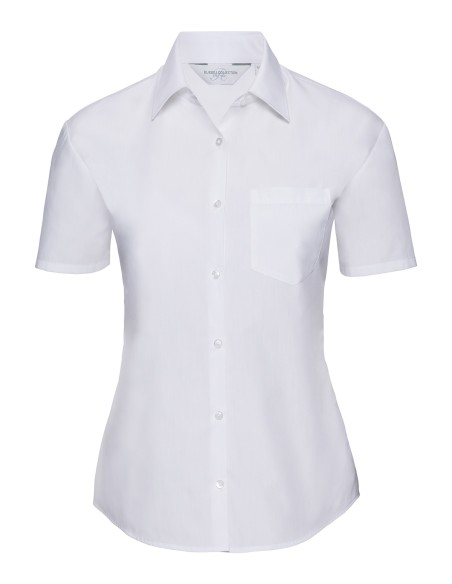 R-R-935F-0-Ladies Short Sleeve Poly-Cotton Easy Care Poplin Shirt
