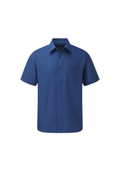 R-R-935M-0-Mens Short Sleeve Poly-Cotton Easy Care Poplin Shirt