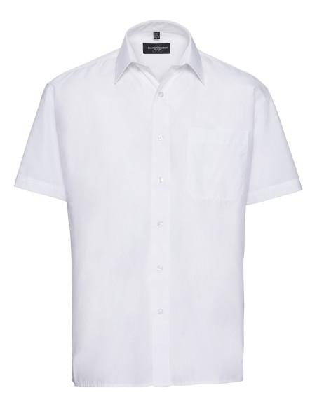 R-R-935M-0-Mens Short Sleeve Poly-Cotton Easy Care Poplin Shirt