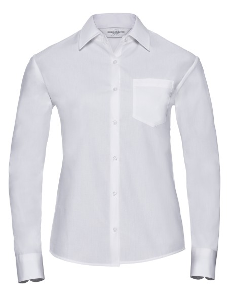 R-R-936F-0-Ladies L/S Pure Cotton Easy Care Poplin Shirt
