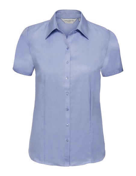 R-R-963F-0-Ladies Short Sleeve Herringbone Shirt