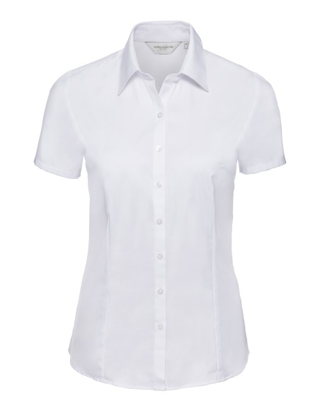 R-R-963F-0-Ladies Short Sleeve Herringbone Shirt