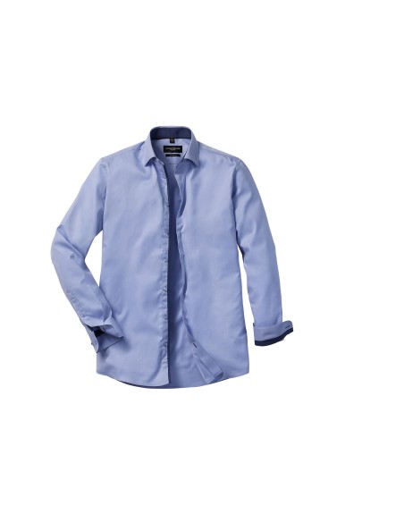 R-R-964M-0-Mens L/S Tailored Contrast Herringbone Shirt