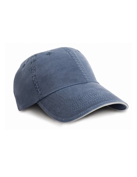 R-RC054X-Washed Fine Line Cotton Cap With Sandwich Peak