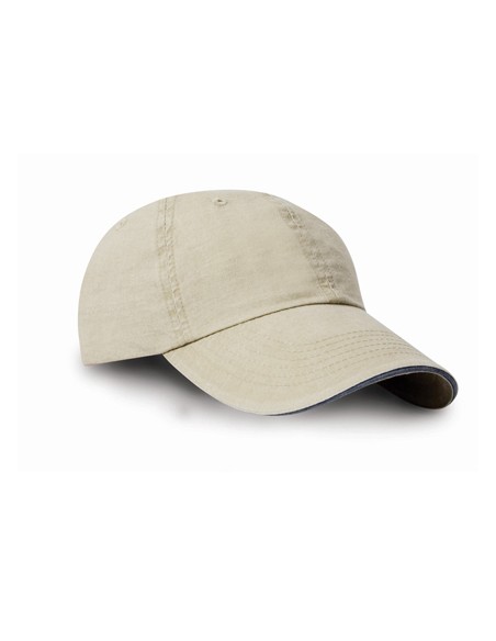 R-RC054X-Washed Fine Line Cotton Cap With Sandwich Peak