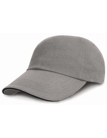 R-RC24P-Casquette en coton brossé robuste de profil bas avec visière en sandwich