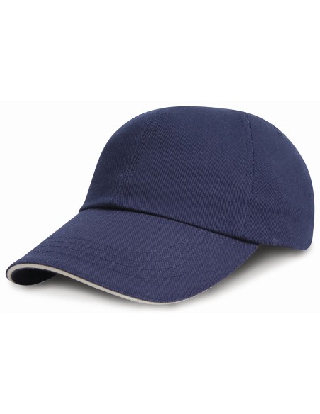 R-RC24P-Casquette en coton brossé robuste de profil bas avec visière en sandwich