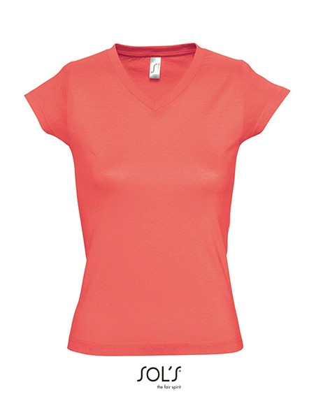 S-11388--Womens V-Neck-T-Shirt Moon