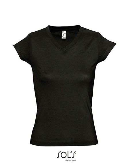 S-11388--Womens V-Neck-T-Shirt Moon