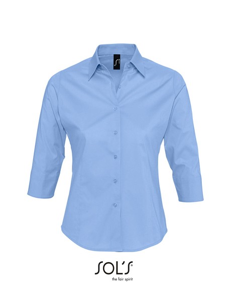 S-17010-Womens Stretch-3/4-Sleeve Blouse Effect