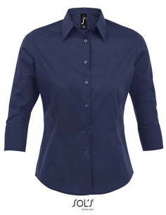 S-17010-Womens Stretch-3/4-Sleeve Blouse Effect